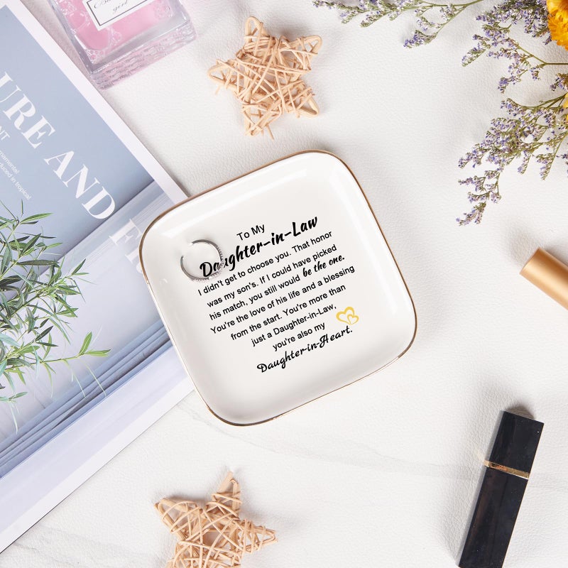 Piudee Daughter in Law Gifts from Mother in Law  Jewelry Dish Ring Trinket Dish for Daughter in Law Birthday Valentines Mother's Day Christmas Wedding Gift for Daughter in Law - Image 2
